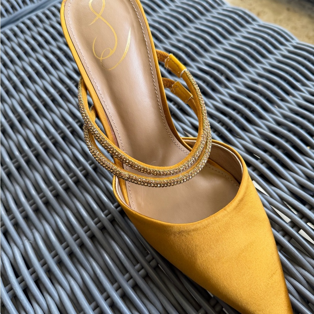 Sam Edelman Yellow Pointed Toe Mule with Rhinestone Straps